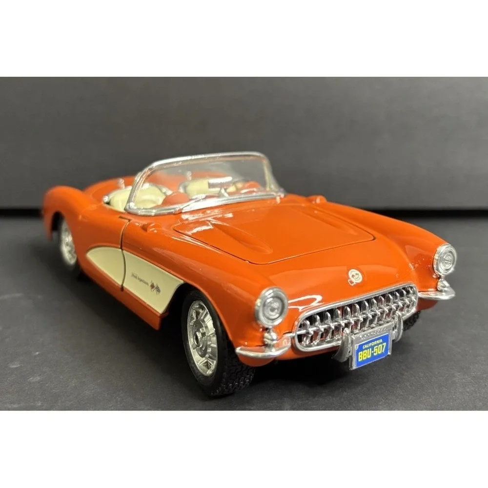 Burago 1957 Chevrolet Corvette Orange White Diecast 1:24 No Box READ